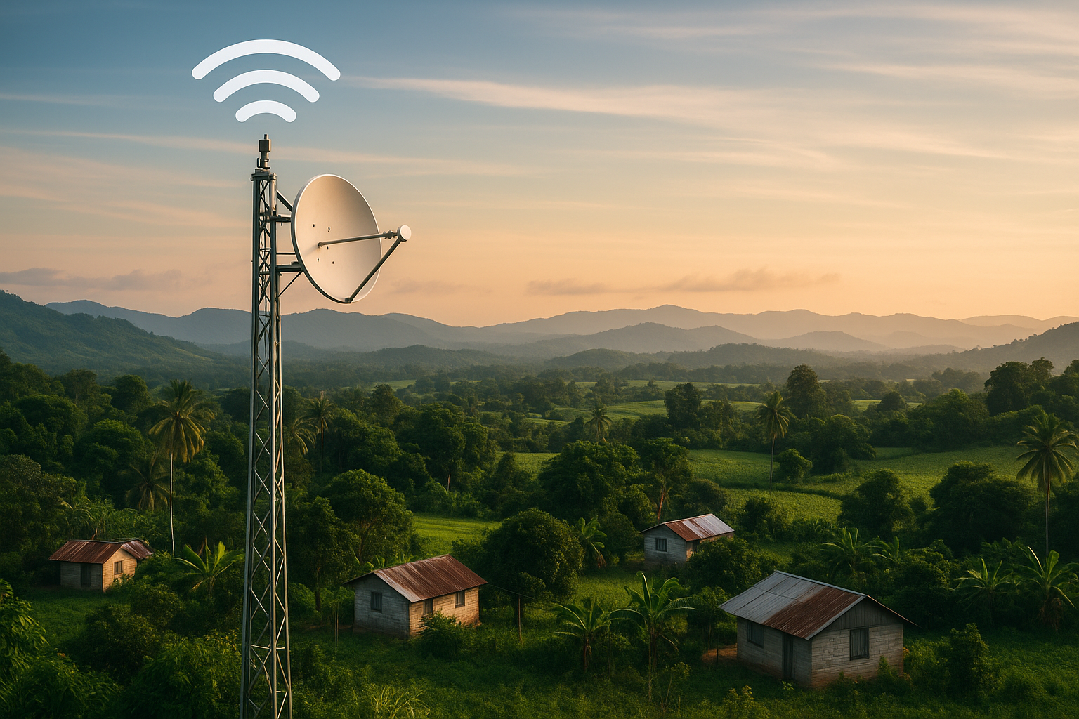 Antena proporcionando WiFi en zonas rurales